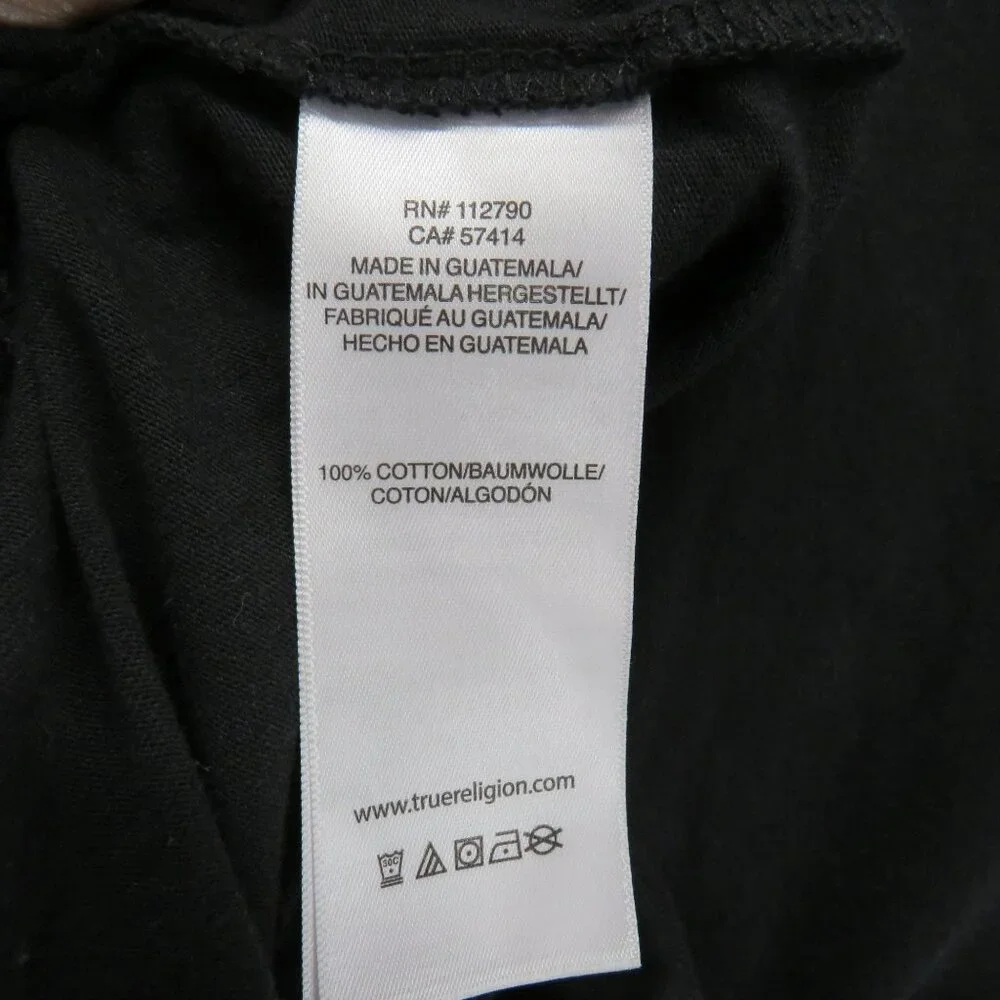 True Religion T Shirt Mens Sz‎ Extra Large Black G old Foil Graphic Short Sleeve